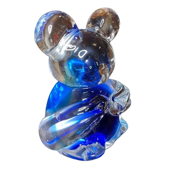 Art Glass Paperweight Collectible Hand Blown Blue Koala Bear - Picture 2 of 9